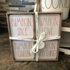Rae Dunn Pumpkin Coaster Set